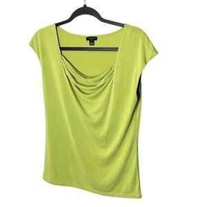 Ann Taylor Factory Womens Draped Neck Top Green Size Small